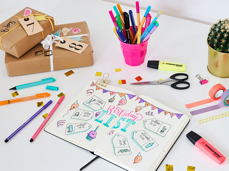 Set Bullet Journal con rotuladores de colores