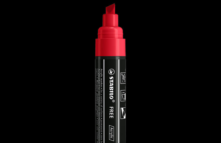 Rotulador acrílico STABILO FREE Acrylic T300 de 0.079-0.118 in, punta de  bala, caja de 5 unidades, color rojo claro