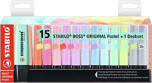 Pastel Collection Set Stabilo: Evidenziatori, Penne e Pennarelli dalle  Tonalità Pastello con Righello Stencil
